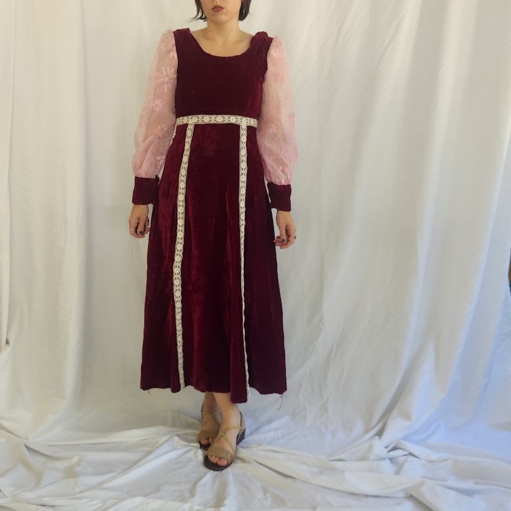 70s Does Renaissance Homemade Pink Velvet Gown